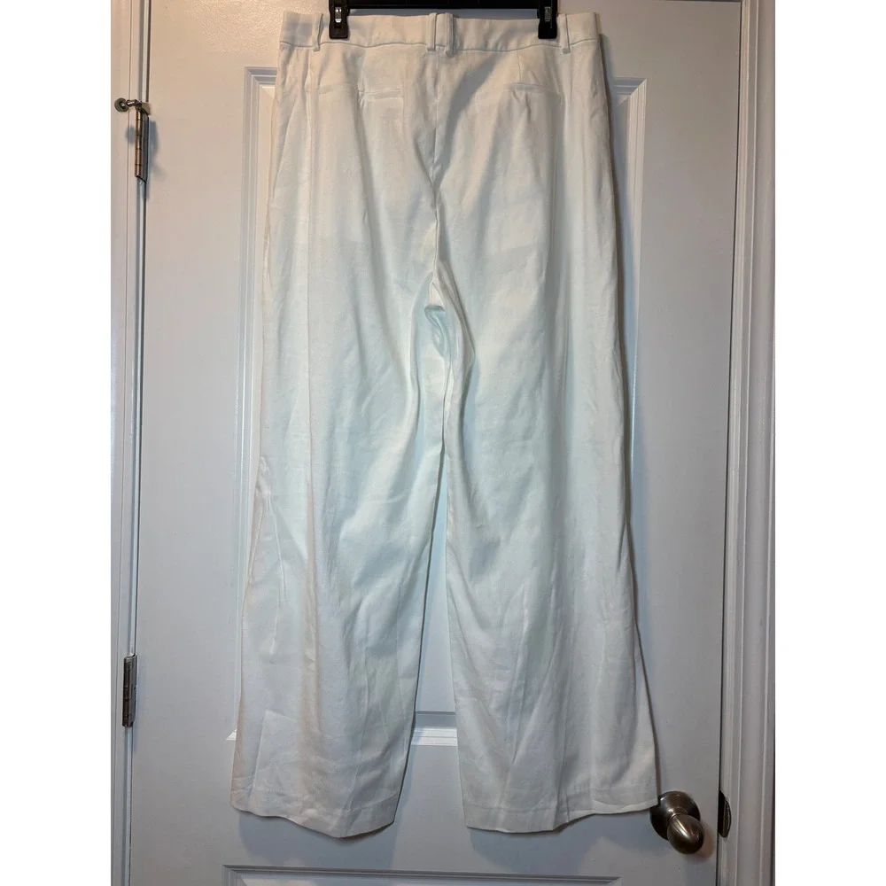 J.Crew White Linen Blend Wide Leg Crop Pants‎ Size 12 NWT